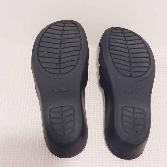 Crocs 8 Strappy Navy Blue Slides Wedge Sandals - Picture 2 of 3